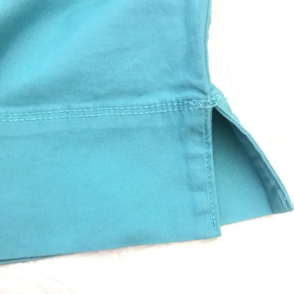 🆕 GLORIA VANDERBILT Aqua Teal Light Blue Cotten Blend Stretch Crop Capri 6 - Picture 7 of 10